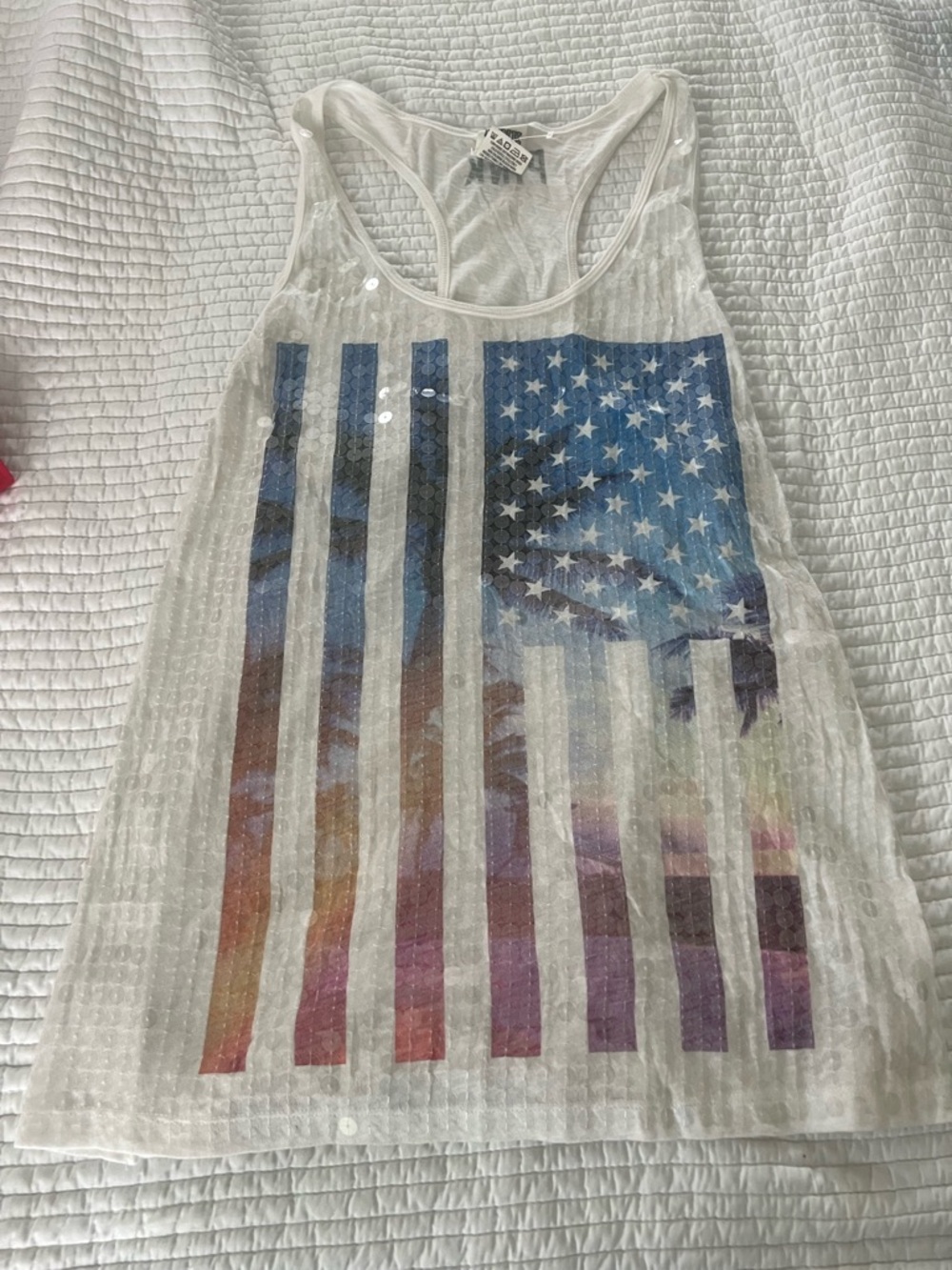 Victoria's Secret PINK White Sequin Tank Top